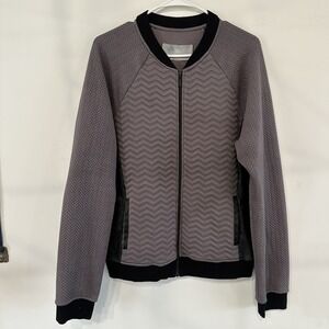 Women's Tart Collections Gray Black Zip Up Moto Jacket Dressy Biker Knit Large